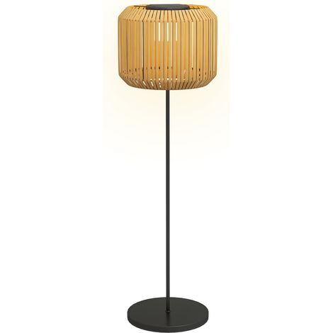 Solar-Außenleuchte aus Rattan. Automatische Zündung. LED. Wetterfest. Metallrahmen. Ø 34 x 130 cm. Schwarz/Gelb (1/5)