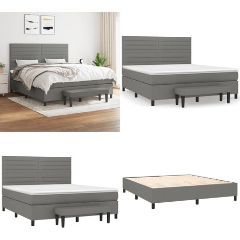 Boxspringbett mit Matratze Dunkelgrau 160x200 cm Stoff - Boxspringbett - Doppelbett - Bettenrahmen - Matratze - Matratzenauflage - Home & Living (1/5)