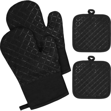 1 paio di guanti da forno, 230°C, guanti da barbecue resistenti al calore, 2 presine, guanti da forno in cotone, silicone, antigraffio, guanti da barbecue, guanti da forno antiscivolo, cucina, cottura