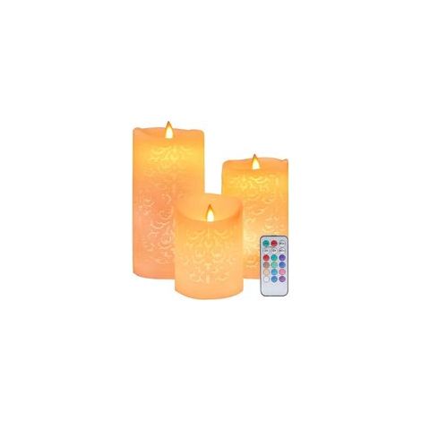 Bougies sans flamme à motif creux, lot de 3 bougies LED, avec télécommande et minuterie de 4 et 8 heures