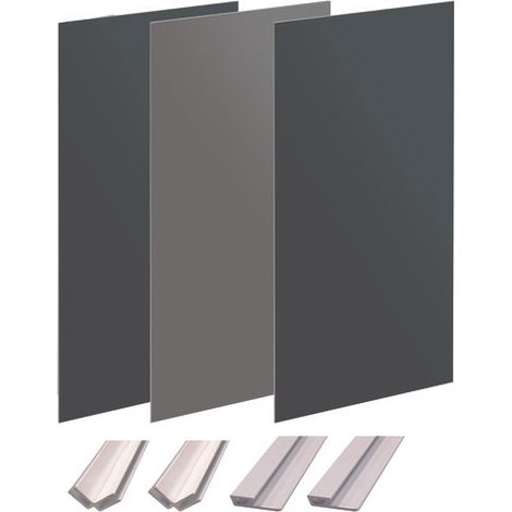 ONDEE ZEN - Pack montage 3 Panneaux muraux en niche - Gris & Anthracite 120 cm - profilés blanc (1/4)