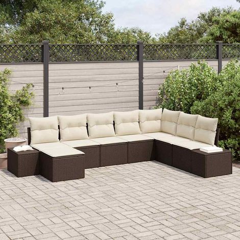 Conjunto de sofá de jardín con cojín 8 pcs ratán sintético vidaXL (1/5)