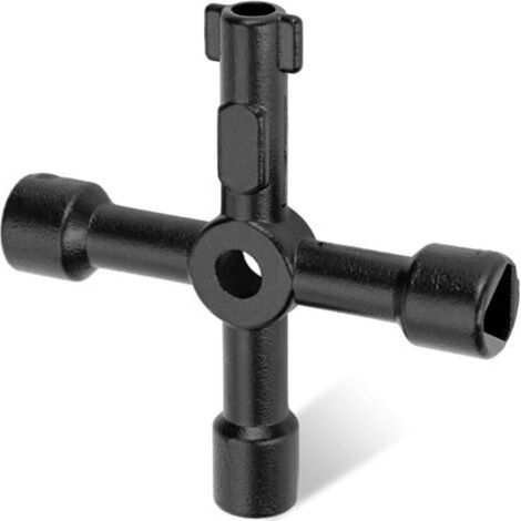 Clé 4 Voies, Clé Utilitaire Multifonction, Clé Échappement Radiateur, Clé Utilitaire Pour Compteur Gaz Coffret Électrique, Armoire Électrique, Nettoyage Radiateur (Noir)