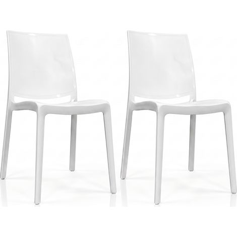 Marvin Sedia In Polipropilene Atene Da Esterno Impilabile Design Moderno Sedie Resistenti Per Giardino Terrazzo Bar Bianco - 2 Sedie (1/4)
