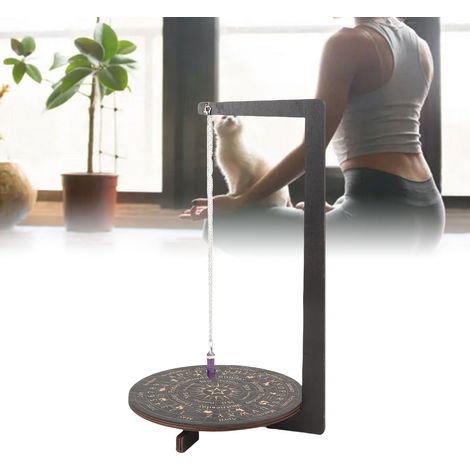 Support Pendule avec Base pour Cristaux - Pendulum Crystal Holder Stand - Étagère décorative pour cristaux et pendules en bois dense 22x31.6cm avec plateau et pendentif - Décoration méditation et sall (1/5)