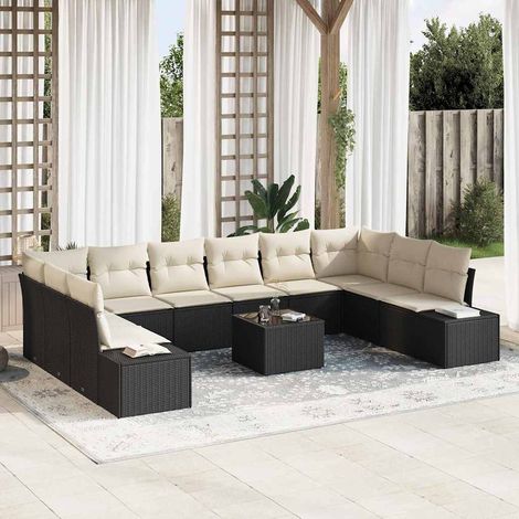 Teenpull – Gartensofa-set 11 Stk. Schwarz Poly-Rattan (1/5)