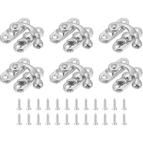 6er Set Antike Vorhängeschloss Haspen, 27x32mm, Silber, mit Schrauben