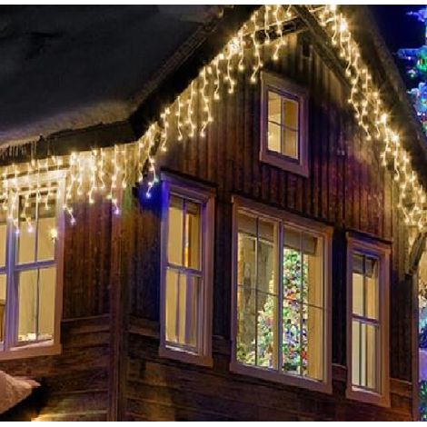 Tenda Luminosa 240 LED bianco caldo giallo 5 metri per Esterno prolungabile IP44 luminaria pioggia cascata di luci colorate (1/5)