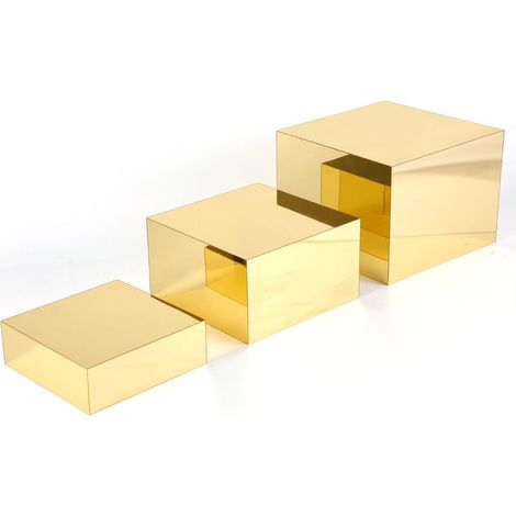 Lot de 3 Rehausseurs de Buffet, 15,2x17,7x20,3cm en Acrylique Doré pour Cupcakes Présentoirs pour Table de Buffet Élégants pour Desserts Bonbons Artisanat