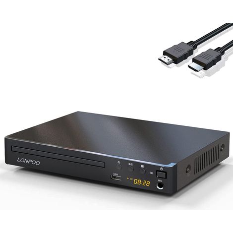 Compact Lecteurs DVD pour TV - LP-099 Lecteur CD DVD acec Port HDMI/AV/Coaxiale, Entrée USB, MIC Sortie, Multi-région 16 (câble HDMI (1/5)
