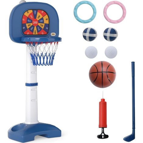 Juego de aro de baloncesto ajustable 4 en 1 para niños con accesorios
