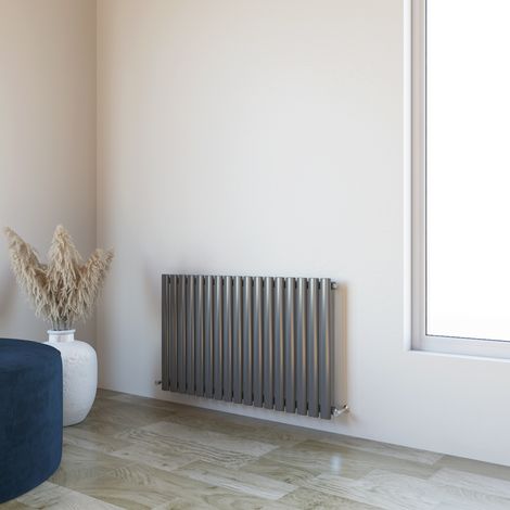 Acezanble 600x1003mm Single Anthracite Horizontal Oval Column Central Heating Designer Radiator (1/5)