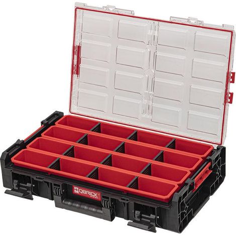 Qbrick System ONE Organizador XL 2.0 Contenedor largo apilable 582 x 387 x 131 mm 13,5 l IP66 con 4 encastres y 12 separadores