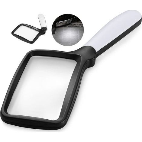Loupe lumineuse, loupe pliante de poche à grossissement 3x, loupe rectangulaire avec LED et outil de lecture de journaux pour les personnes âgées (1/5)