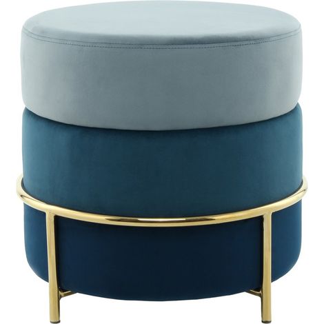 Pouf contenitore Matilda 100 in velluto blu (1/3)