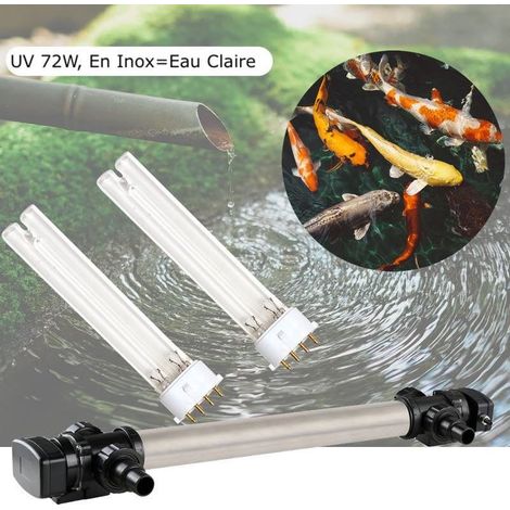 U.V INOX Stérilisateur - Clarificateur 72W Pour Bassin De Plus De 25 m³ + 2 Ampoules De Rechange (1/5)