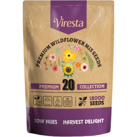 Mélange 20 variétés de fleurs sauvages – Pour jardin et prairie, attire abeilles, papillons et autres pollinisateurs (1/5)