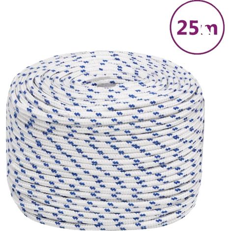 Festmacherleine, langlebiges Polypropylenmaterial, 25 Meter Länge, WEISS (1/2)