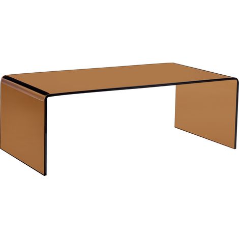 Tavolino da caffè in vetro temperato curvo marrone 100x50x35 cm HOMVRA (1/5)