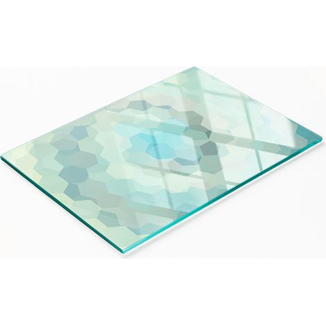 Planche décorative multifonctionnelle pour cuisine, en verre trempé, style abstrait, 80 x 52 cm (1/5)