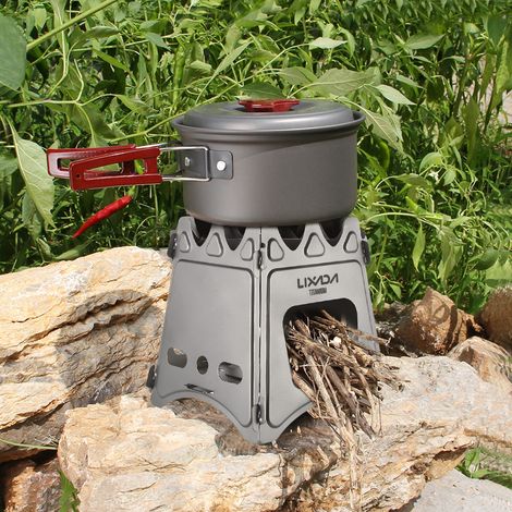 Lixada faltbarer kompakter Titan-Holzofen für Outdoor-Camping, Kochen, Picknick