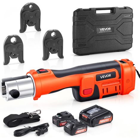 VEVOR Pinza Crimpatrice Elettrica Idraulica da 18 V con Ganasce M15, M22, M28 per Tubi in Acciaio Inox, Utensile di Crimpatura Elettrico con 2 Batterie da 4 Ah,  Forza 32 kN e Valigetta per Trasporto (1/5)