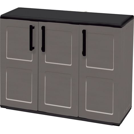 Art Plast F101B Armadio Basso con Ripiano Regolabile in Polipropilene 68x37x90 cm colore Grigio (1/5)