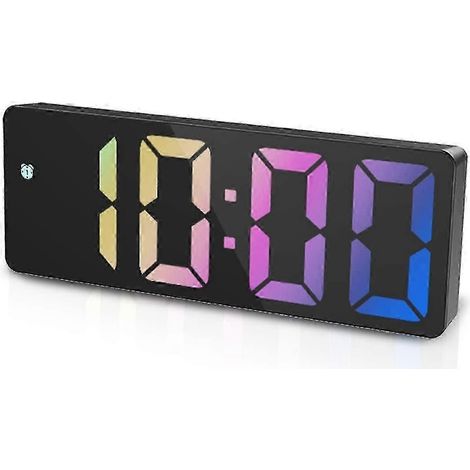 Réveil numérique amélioré, horloge LED de chambre, horloge électronique de bureau, avec affichage de la température, luminosité réglable, commande vocale et format 12/24 heures. (1/5)