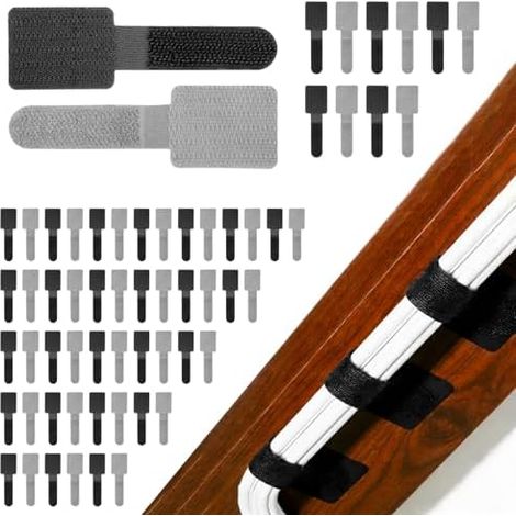 60pcs Attaches-câbles Autocollantes, Clips Cable Adhesif, Attache Support Organisateur de Cables, Serre-câbles Gestion Cables pour Bureau Maison PC TV Ordinateur Portable - (1/5)