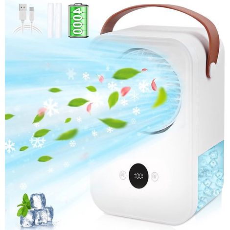 Condizionatore d'aria per aromaterapia da 4000 mAh, mini refrigeratore 4 in 1, ventilatore silenzioso, umidificatore, 4 velocità (1/5)