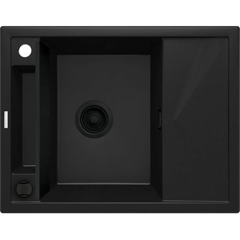 Fregadero para encimera de cocina en color negro modelo magnético 64 x 50 cm con escurridor Deante MAGNETIC ZRMN11A  Negro mate (1/4)