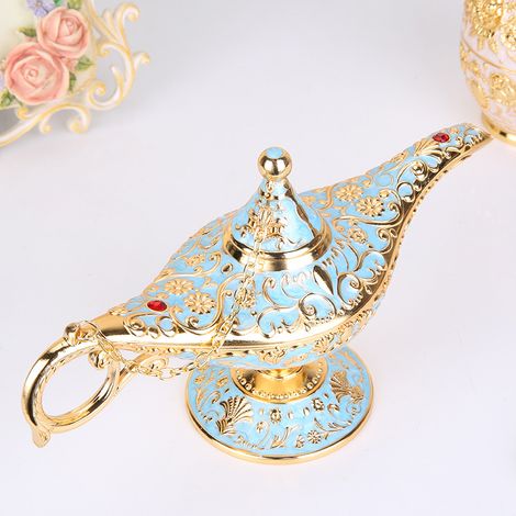 Lampe Aladdin (bleu clair) en étain, style européen antique, artisanat (1/2)