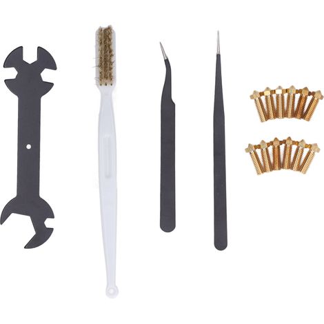 Kit de nettoyage de buses d'imprimante 3D 16 pièces, pince à épiler, brosse, clé multifonction, pièces d'extrudeur (1/5)