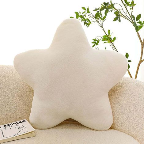 Weiches, sternförmiges Kissen für Kinder – Plüschiges Dekokissen für Kinderzimmer und Schlafzimmer – 30 cm – Milchweiß (1/4)