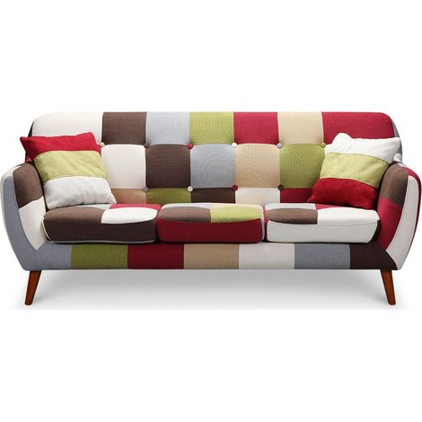 Canapé scandinave 3 places Bombay Multicolore
