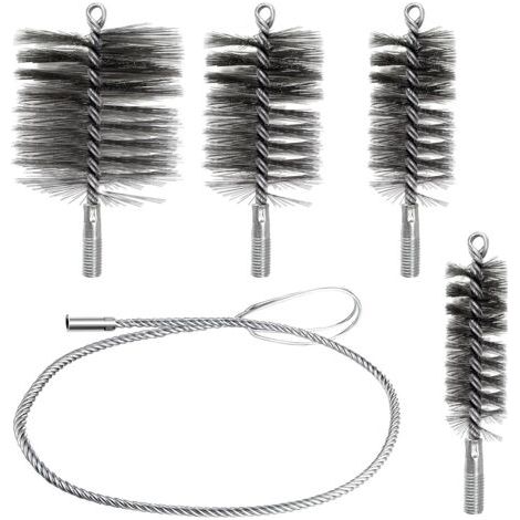 4 Pièces Kit de Ramonage Poils Forts, Grande Facilité D'utilisation, Brosse pour Tuyau de Poêle Nettoyage de Tuyaux et Elimination de la Rouille, Kit Ramonage Poele Pellet 30mm 50mm 80mm 150mm (1)