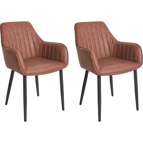 Esszimmerstuhl 2er Set WELLSTON Kunstleder Braun