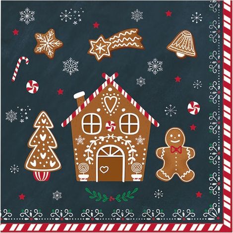 Packung mit 20 Papierservietten 33 x 33 cm – Lebkuchen – Easy Life