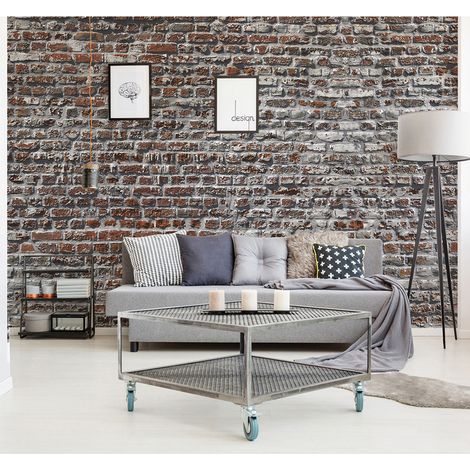 Papier peint intissé 3D, 270 cm X 250 cm. Mur de brique effet trompe l'oeil. Garanti. Décorez votre intérieur avec style. (1/5)