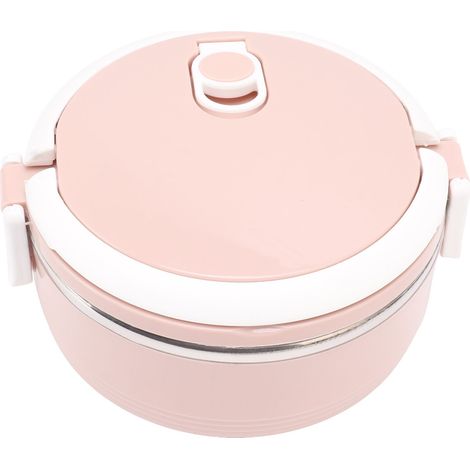 Isolierte Lunchbox aus Edelstahl, einlagig, tragbar, mit Sicherheitsverschluss, rosa, für Kinder und Erwachsene. (1/5)