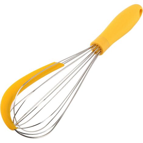 304 acier inoxydable Balloon fouet avec silicone racloir jaune (1/5)