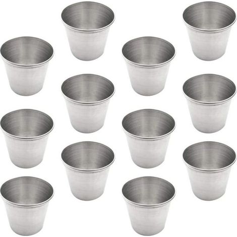 12 gobelets en acier inoxydable, 45 ml, résistants et réutilisables, pour vin et spiritueux, usage intérieur et extérieur
