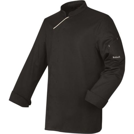Giacca da cucina unisex maniche lunghe collo coreana Robur HARTI Nero S