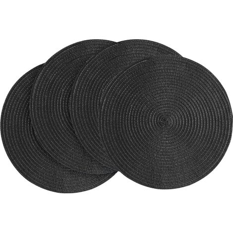 Placemat Rond - 38 cm - Coton Polyester Tressé - Résistant à la Chaleur Jusqu'à 80 °C - Pour Table à Manger Cuisine Extérieur - Lot de 4 (1/5)