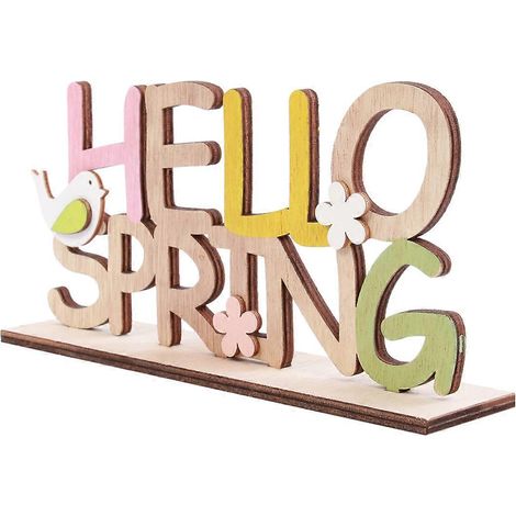 lettre décorative de Pâques en bois, lettres anglaises, bricolage « HELLO SPRING », lettres décoratives simples et créatives pour le bureau. (1/5)