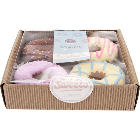 Gioco donuts in lattice con squeaker in confezione regalo per cani