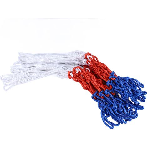 Hochwertiges Ersatz-Basketballnetz, ganzjährig, schlagfest, dickwandig, kompatibel mit den meisten Indoor- und Outdoor-Körben, Sportgerät für Erwachsene, 6 mm, rot, blau, weiß (1/5)