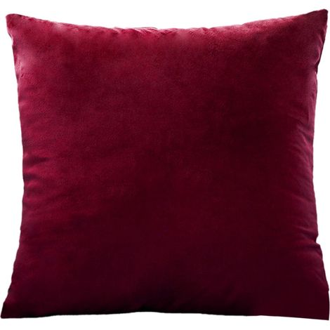Taie D'oreiller - Velours Court - 45 x 45 cm - Rouge - Polyester - Décoration Intérieure Salon Chambre - 1 Pièce (1/5)