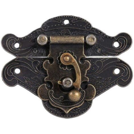 Antique Style Hasp, Bronze Alloy Padlock Clasp Padlock for Wooden Jewelry Cabinet.(L) A (1/4)