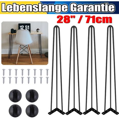 4PC Hairpin Legs Patins de table Pieds d'épingle à cheveux Pieds de table DIY 28"/71 cm